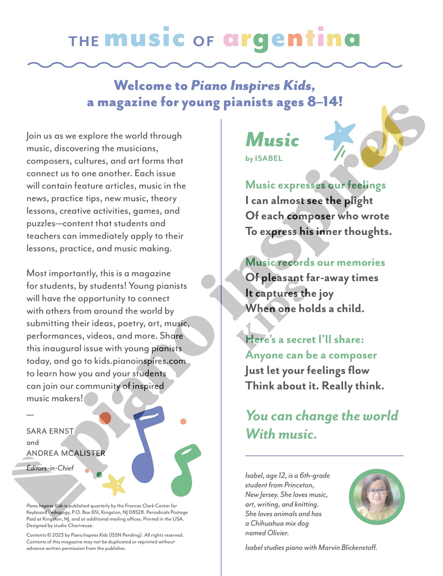 Piano Inspires Kids - Autumn 2023: The Music of Argentina