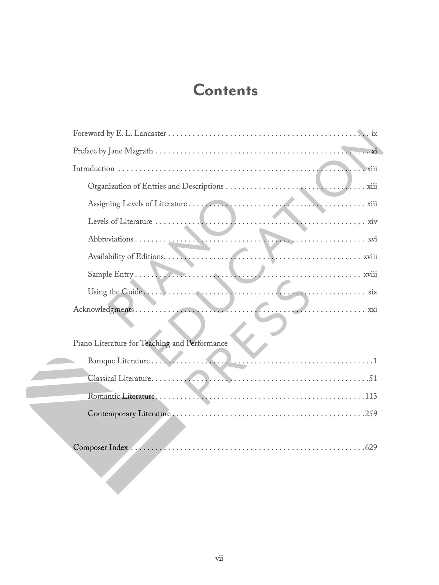Piano Literature for Teaching and Performance, Jane Magrath