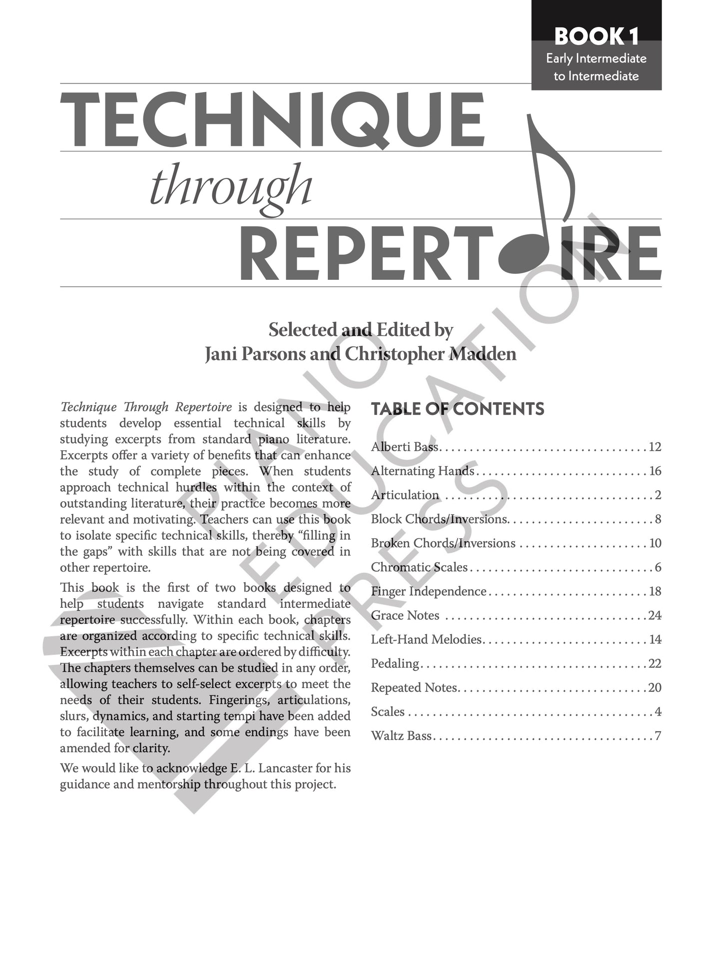 Technique through Repertoire, Book 1